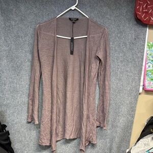 Acrobat linnen open plum grey long sleeve waterfall cardigan size xs